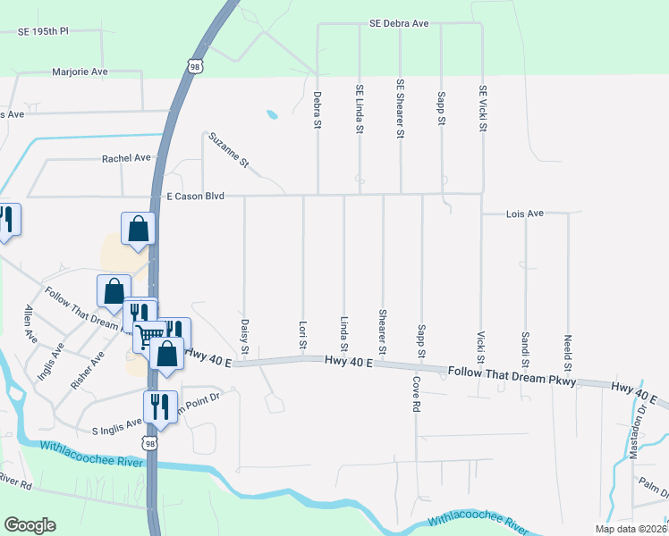 map of restaurants, bars, coffee shops, grocery stores, and more near 138 Linda Street in Inglis
