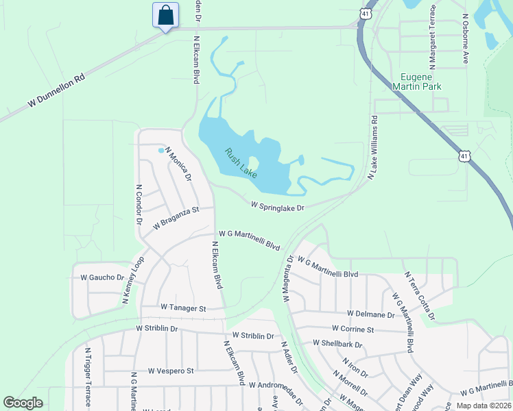 map of restaurants, bars, coffee shops, grocery stores, and more near 2281 West Springlake Drive in Dunnellon