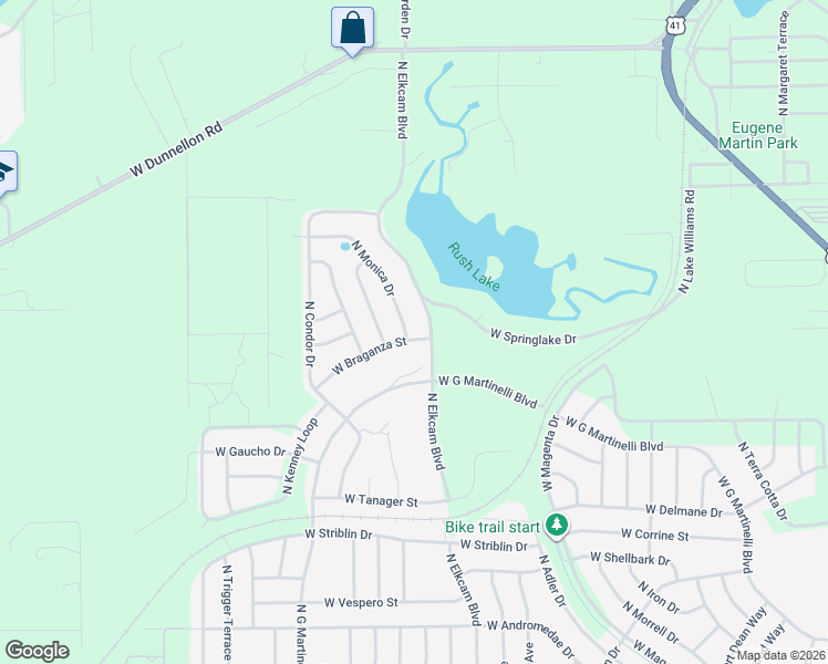map of restaurants, bars, coffee shops, grocery stores, and more near 11704 North Elkcam Boulevard in Citrus Springs