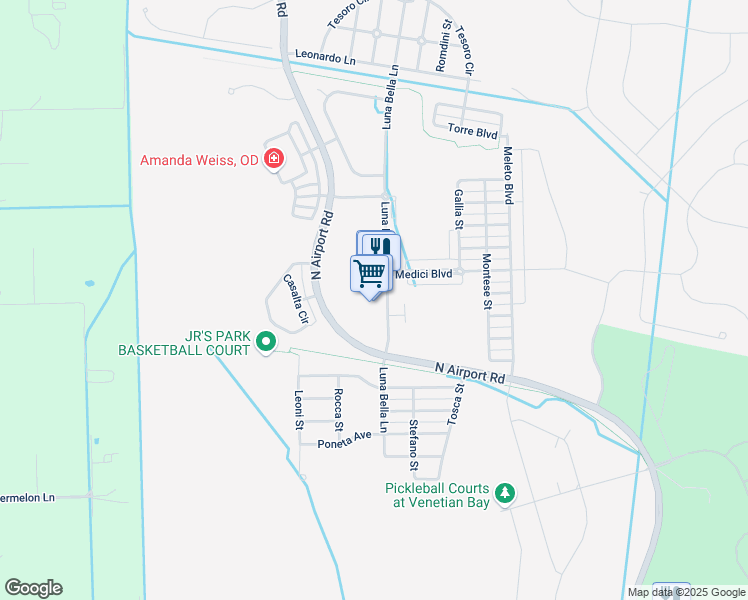 map of restaurants, bars, coffee shops, grocery stores, and more near 424 Luna Bella Lane in New Smyrna Beach