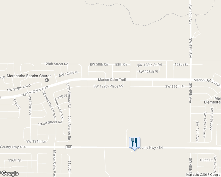 map of restaurants, bars, coffee shops, grocery stores, and more near 5676 Southwest 129th Place Road in Ocala