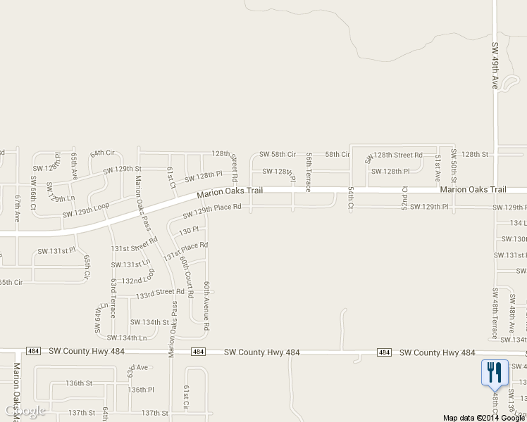 map of restaurants, bars, coffee shops, grocery stores, and more near 5830 Southwest 129th Place Road in Ocala