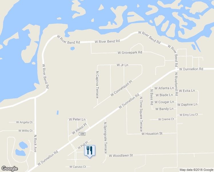 map of restaurants, bars, coffee shops, grocery stores, and more near 11754 North Belluzzi Terrace in Dunnellon