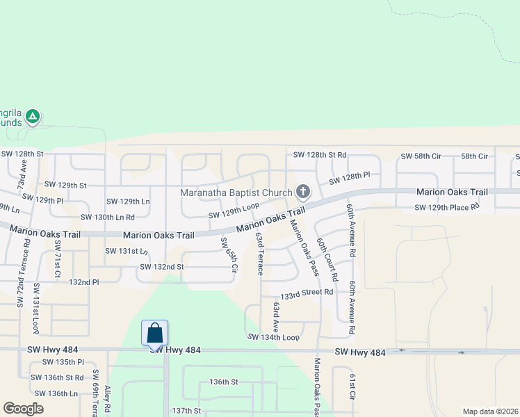 map of restaurants, bars, coffee shops, grocery stores, and more near 6344 Southwest 129th Loop in Ocala