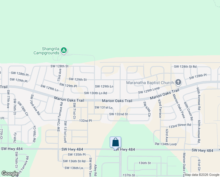 map of restaurants, bars, coffee shops, grocery stores, and more near 6796 Southwest 129th Lane in Ocala