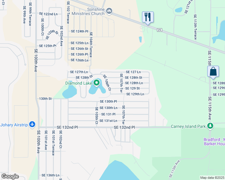 map of restaurants, bars, coffee shops, grocery stores, and more near 10662 Southeast 129 Street in Belleview