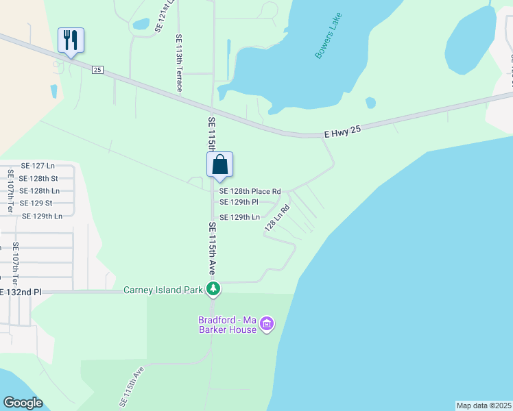 map of restaurants, bars, coffee shops, grocery stores, and more near 11660 Southeast 129th Place in Ocklawaha