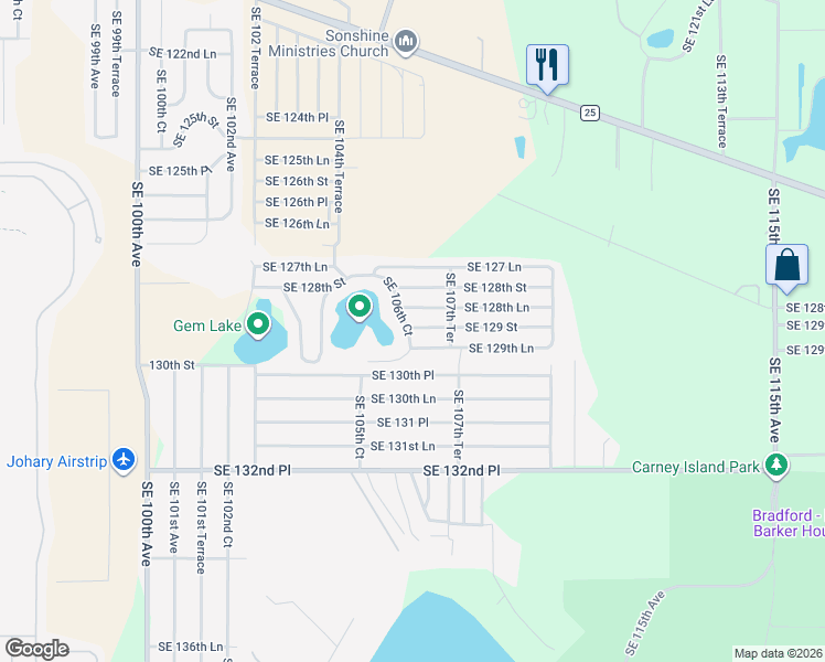map of restaurants, bars, coffee shops, grocery stores, and more near 10662 Southeast 129 Street in Belleview