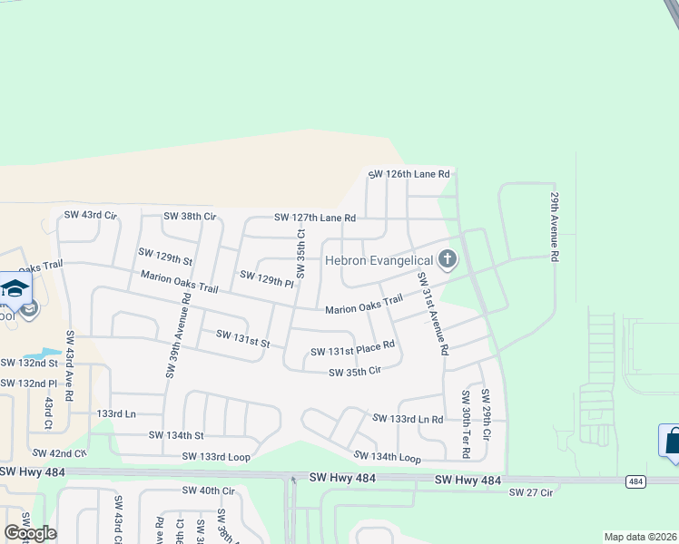 map of restaurants, bars, coffee shops, grocery stores, and more near 3365 Southwest 129th Loop in Ocala