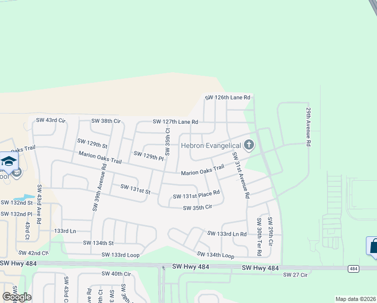 map of restaurants, bars, coffee shops, grocery stores, and more near 3365 Southwest 129th Loop in Ocala