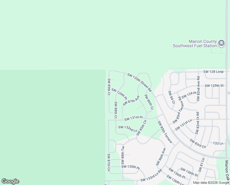 map of restaurants, bars, coffee shops, grocery stores, and more near Southwest 129th Place in Ocala