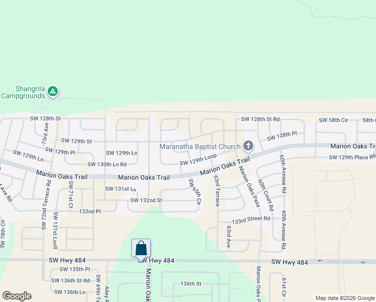 map of restaurants, bars, coffee shops, grocery stores, and more near 6439 Southwest 129th Lane in Ocala