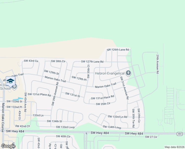 map of restaurants, bars, coffee shops, grocery stores, and more near 12935 Southwest 35th Court in Ocala