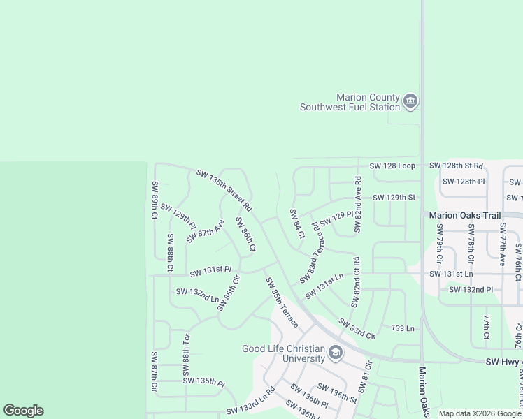 map of restaurants, bars, coffee shops, grocery stores, and more near Southwest 135 Street Road in Ocala