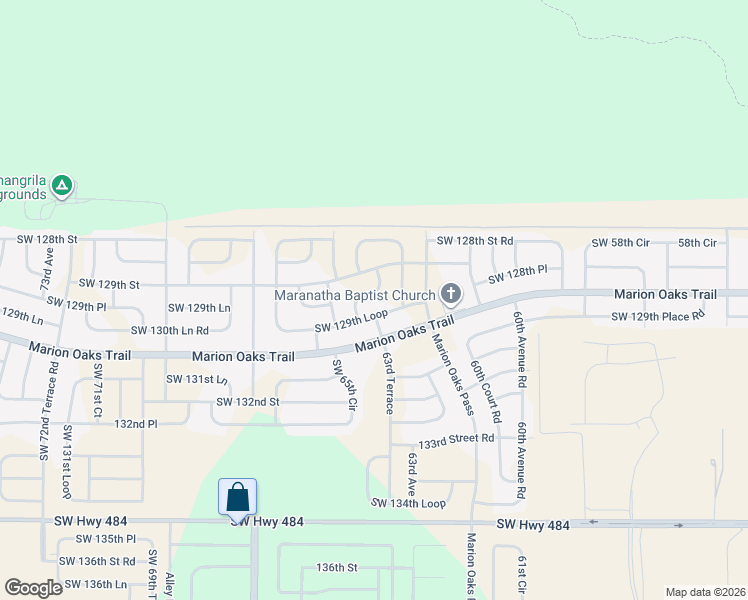 map of restaurants, bars, coffee shops, grocery stores, and more near 6344 Southwest 129th Loop in Ocala