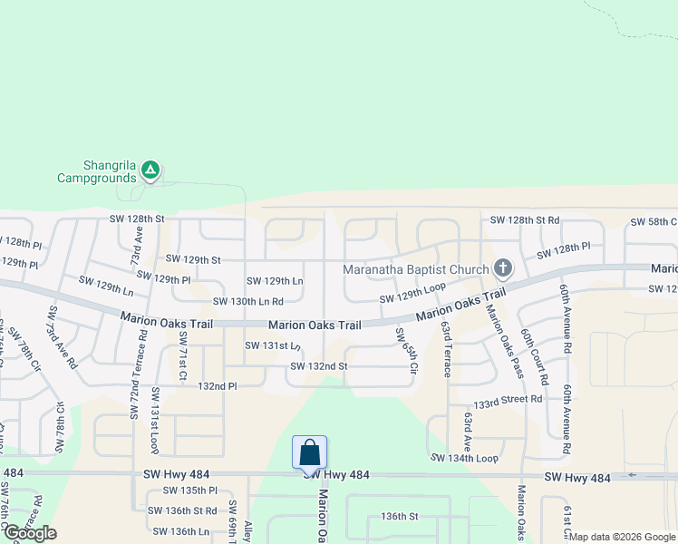 map of restaurants, bars, coffee shops, grocery stores, and more near 6561 Southwest 129th Loop in Ocala