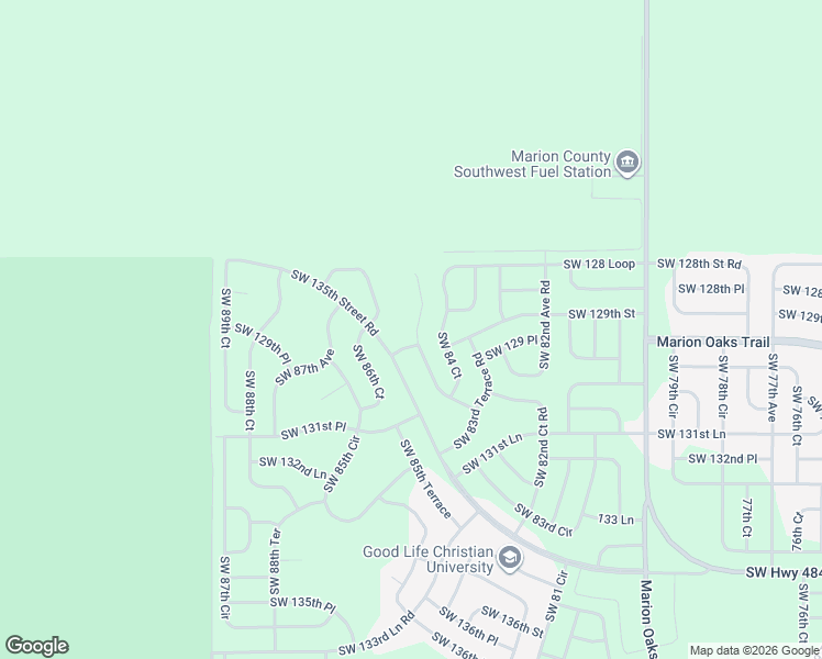 map of restaurants, bars, coffee shops, grocery stores, and more near 13092 Southwest 84th Terrace Road in Ocala