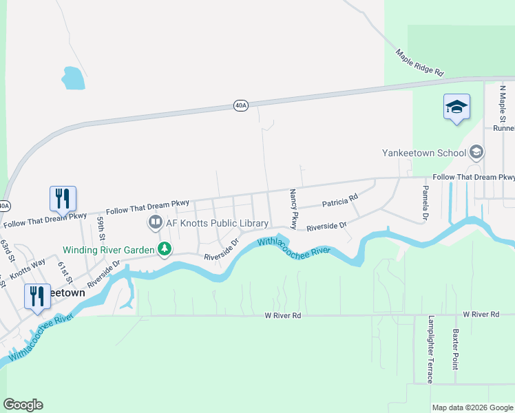 map of restaurants, bars, coffee shops, grocery stores, and more near 5 51st Street in Yankeetown