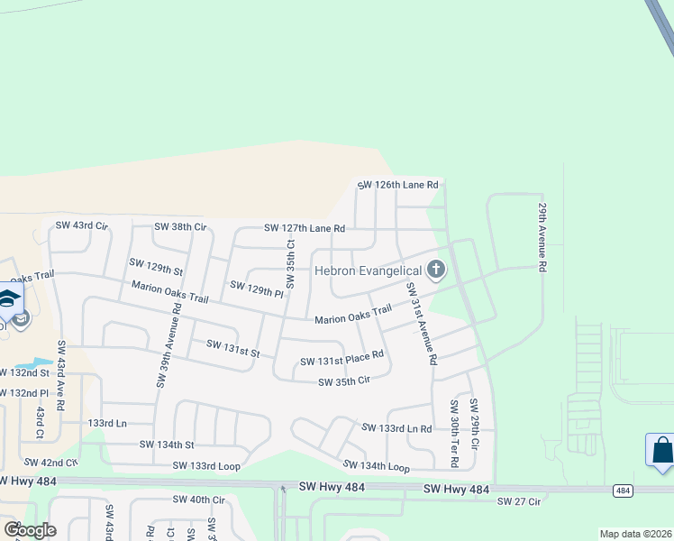 map of restaurants, bars, coffee shops, grocery stores, and more near 3365 Southwest 129th Loop in Ocala