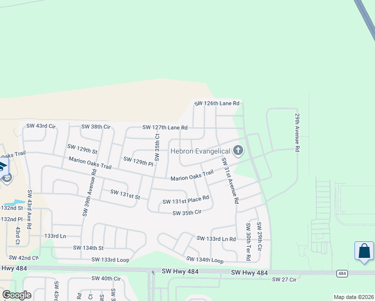 map of restaurants, bars, coffee shops, grocery stores, and more near 3270 Southwest 129th Loop in Ocala