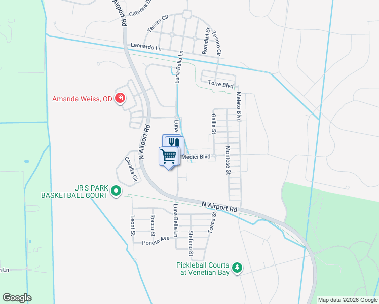 map of restaurants, bars, coffee shops, grocery stores, and more near 3447 Medici Boulevard in New Smyrna Beach