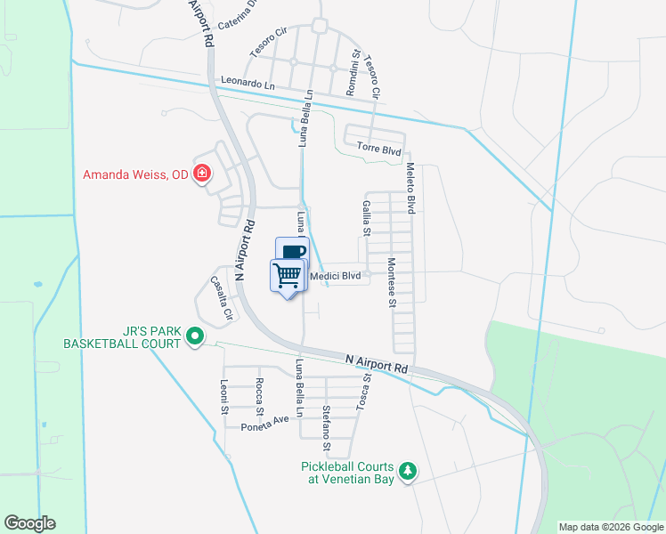 map of restaurants, bars, coffee shops, grocery stores, and more near 3447 Medici Boulevard in New Smyrna Beach