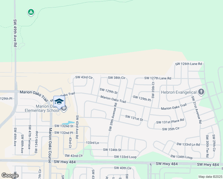 map of restaurants, bars, coffee shops, grocery stores, and more near 3914 128th Lane in Ocala