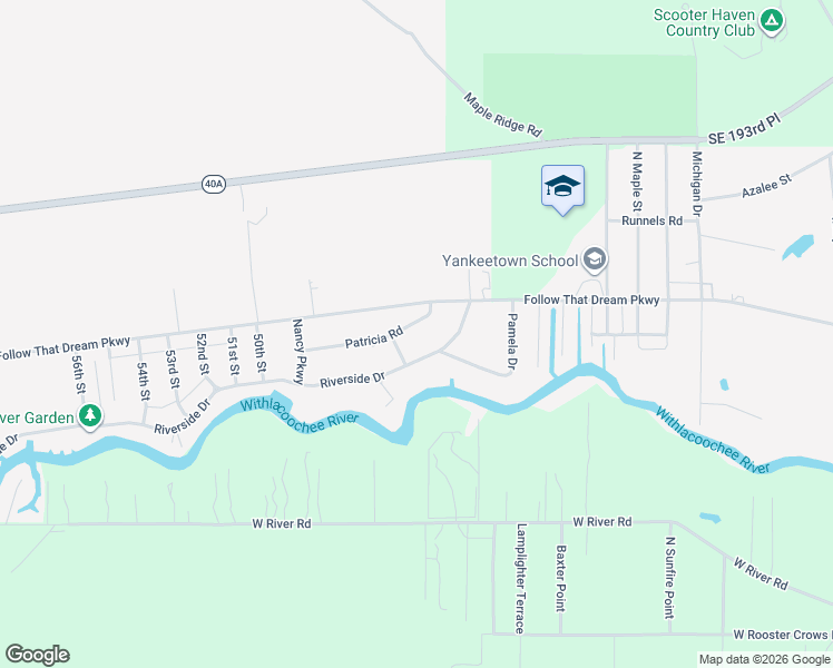 map of restaurants, bars, coffee shops, grocery stores, and more near 11 Patricia Road in Yankeetown