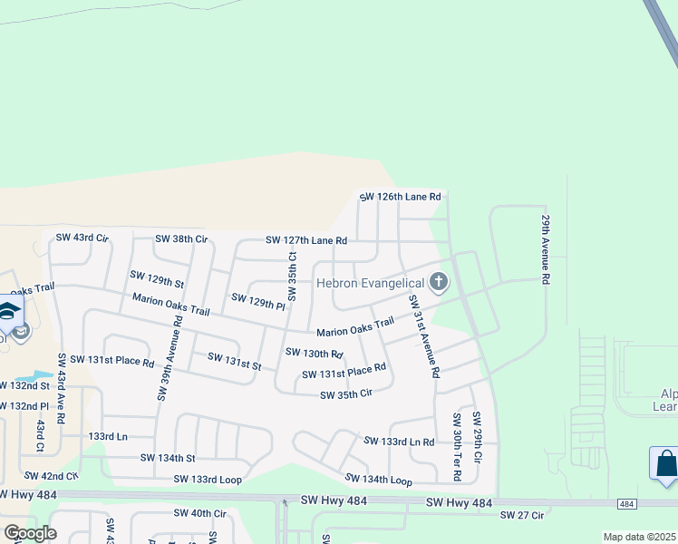 map of restaurants, bars, coffee shops, grocery stores, and more near 3411 Southwest 129th Loop in Ocala