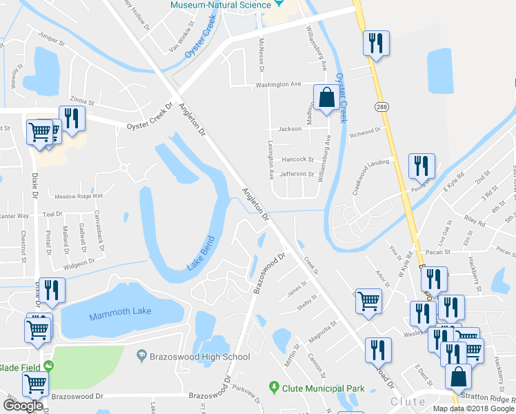 map of restaurants, bars, coffee shops, grocery stores, and more near 1218 Old Angleton Rd in Clute