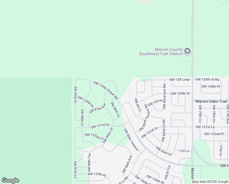 map of restaurants, bars, coffee shops, grocery stores, and more near 8665 Southwest 135th Street Road in Ocala
