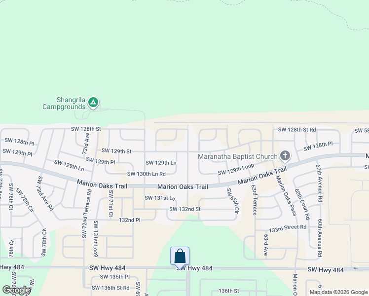 map of restaurants, bars, coffee shops, grocery stores, and more near 6743 Southwest 129th Street in Ocala
