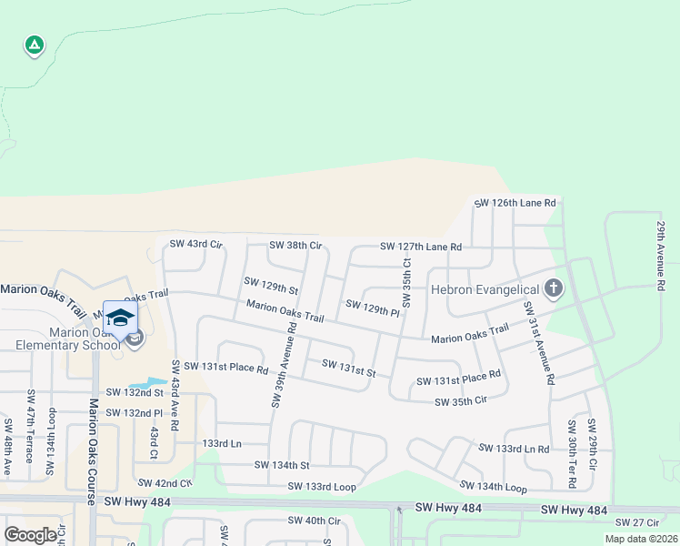 map of restaurants, bars, coffee shops, grocery stores, and more near 3705 Southwest 127th Lane in Ocala