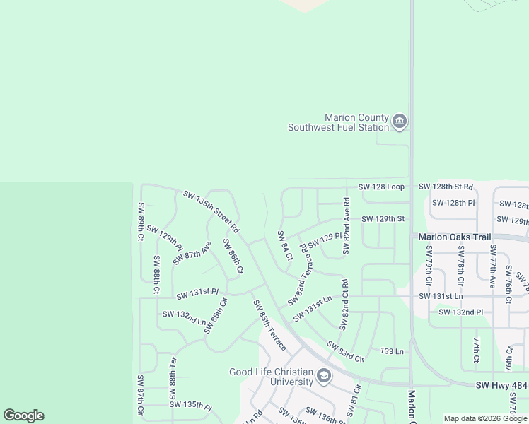 map of restaurants, bars, coffee shops, grocery stores, and more near 12927 Southwest 84th Terrace Road in Ocala