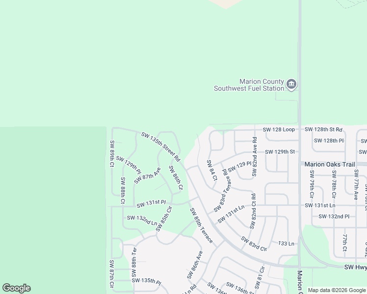 map of restaurants, bars, coffee shops, grocery stores, and more near 8665 Southwest 135th Street Road in Ocala