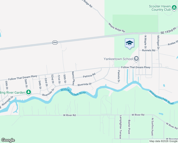 map of restaurants, bars, coffee shops, grocery stores, and more near 4771 County Road 40 in Yankeetown