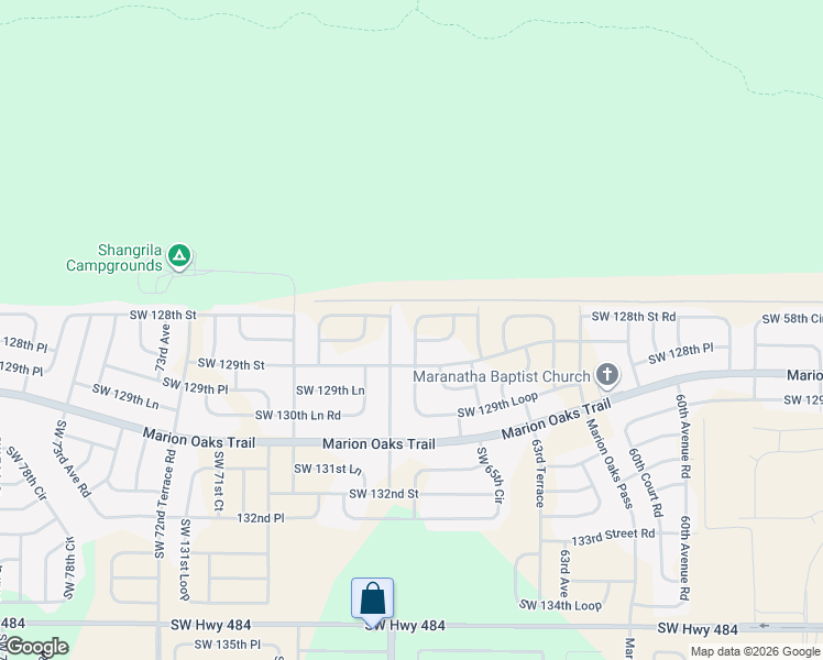 map of restaurants, bars, coffee shops, grocery stores, and more near Southwest 128th Street in Ocala