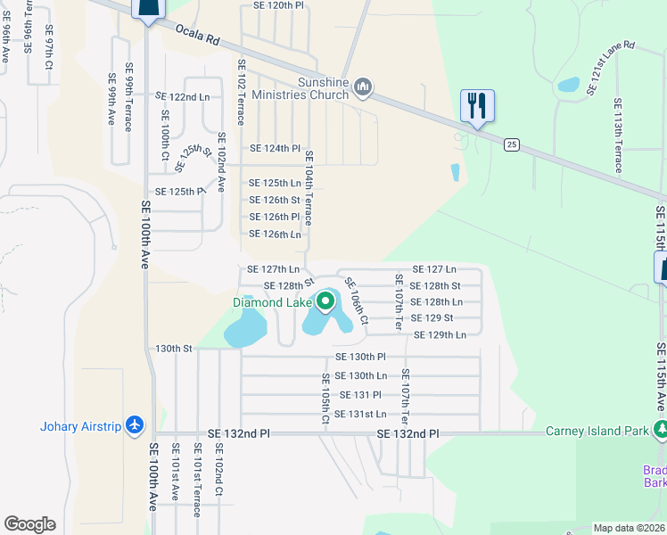 map of restaurants, bars, coffee shops, grocery stores, and more near 10569 Southeast 127 Lane in Belleview