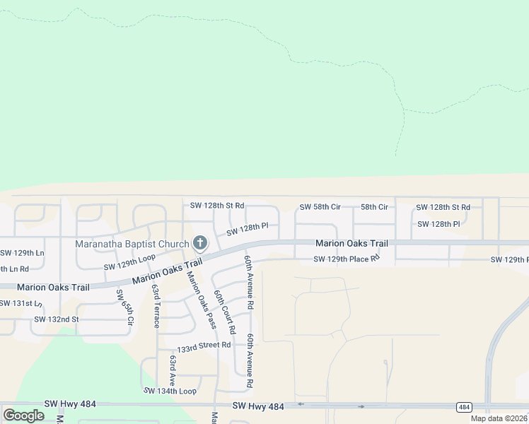 map of restaurants, bars, coffee shops, grocery stores, and more near 6039 Southwest 128th Street Road in Ocala