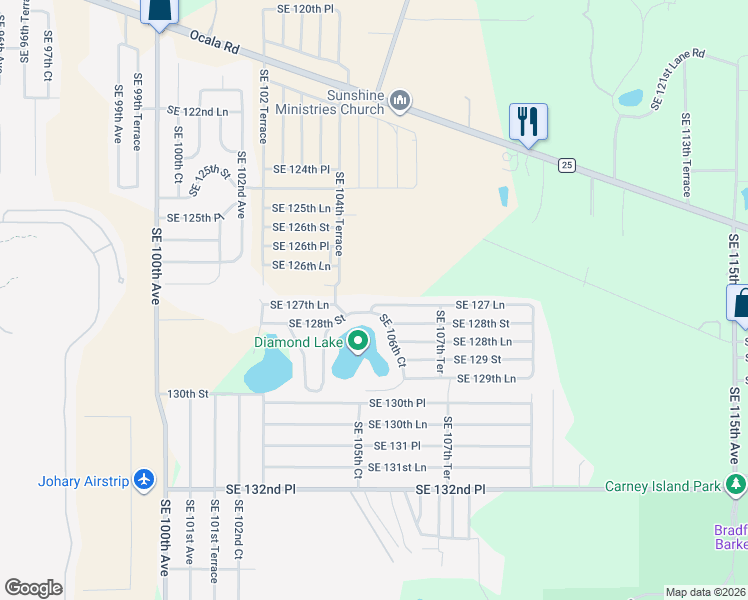 map of restaurants, bars, coffee shops, grocery stores, and more near 10569 Southeast 127 Lane in Belleview
