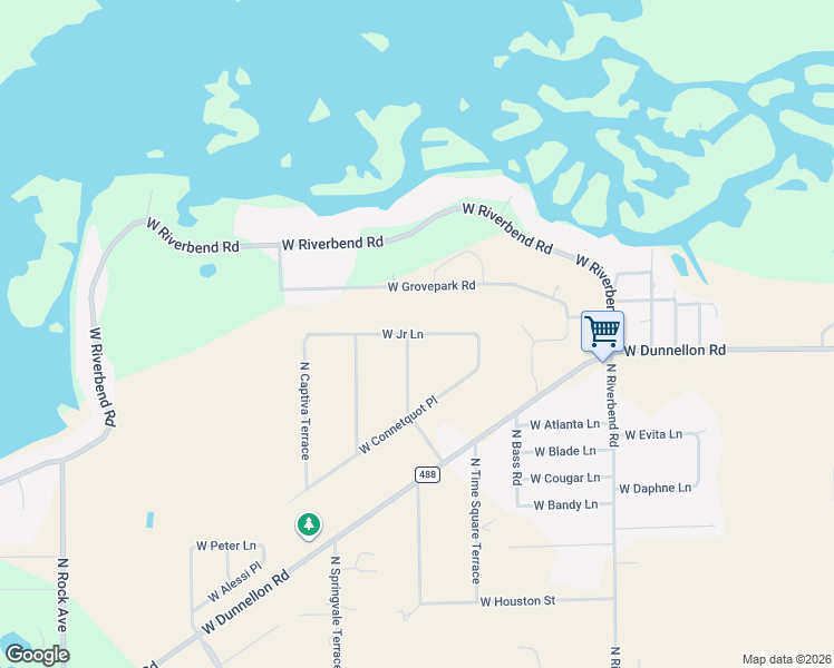 map of restaurants, bars, coffee shops, grocery stores, and more near 5747 West Junior Lane in Dunnellon
