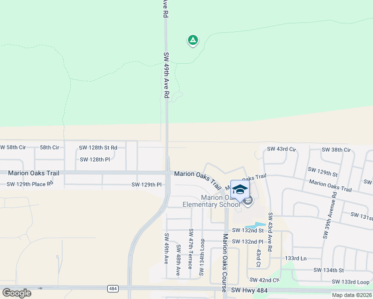 map of restaurants, bars, coffee shops, grocery stores, and more near 128th Street in Ocala