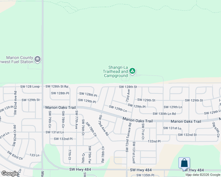 map of restaurants, bars, coffee shops, grocery stores, and more near 7393 Southwest 128th Street in Ocala
