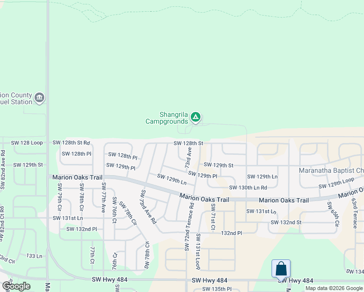 map of restaurants, bars, coffee shops, grocery stores, and more near 12800 73rd Avenue in Ocala