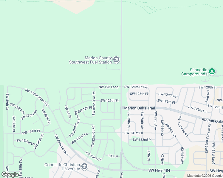 map of restaurants, bars, coffee shops, grocery stores, and more near 8040 Southwest 128 Loop in Ocala