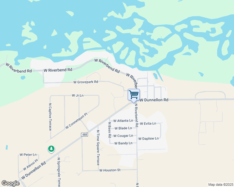 map of restaurants, bars, coffee shops, grocery stores, and more near 11908 North Care Point in Dunnellon