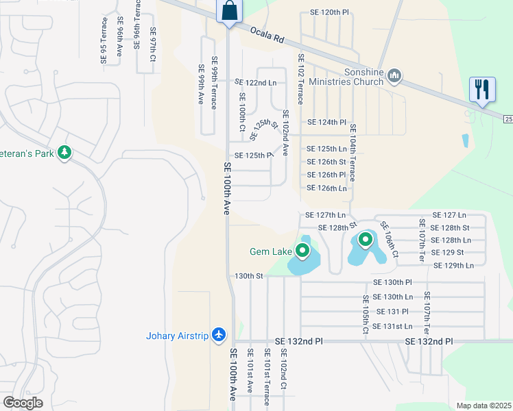 map of restaurants, bars, coffee shops, grocery stores, and more near 10120 Southeast 127th Street in Belleview