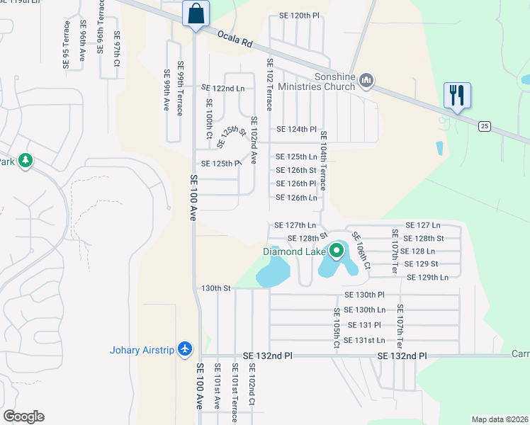 map of restaurants, bars, coffee shops, grocery stores, and more near 12712 Southeast 102 Terrace in Belleview