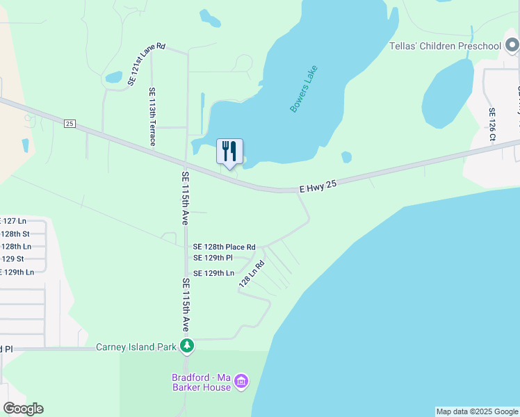 map of restaurants, bars, coffee shops, grocery stores, and more near 11790 East Highway 25 in Ocklawaha