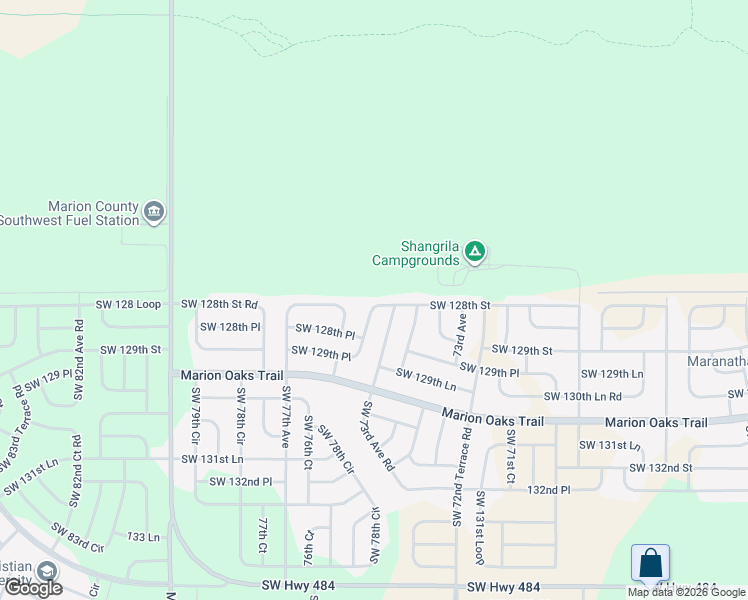 map of restaurants, bars, coffee shops, grocery stores, and more near 7421 Southwest 128th Street in Ocala